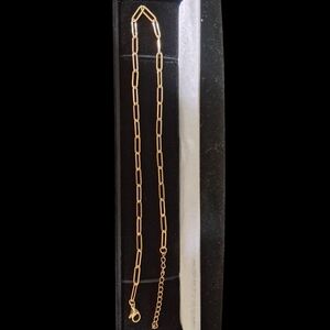 Gold Link Necklace 18K PVD Coated Stainless Steel Paperclip Necklace 14+2"